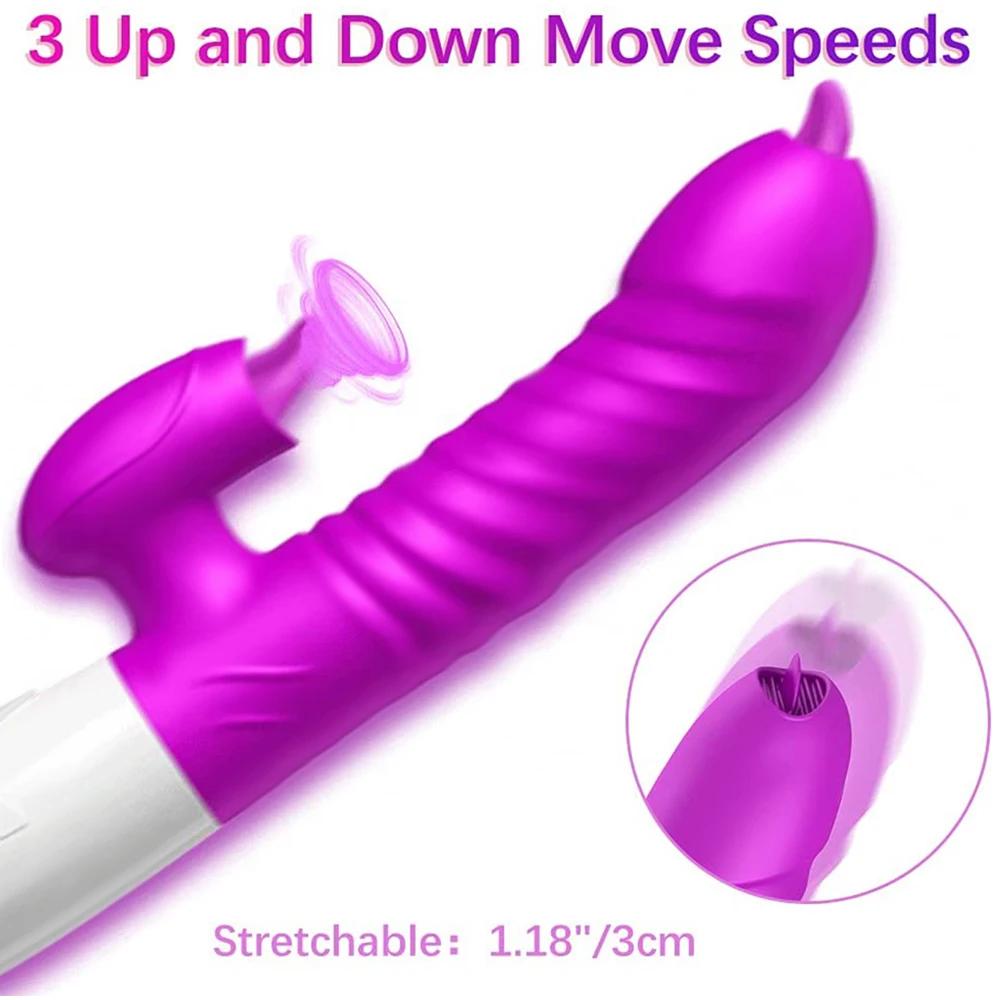 Rabbit Thrusting Vibrator for Women Heating G-Spot Vagina Vibrator Clit Stimulator Female Masturbator Adult Sex Toy for Women