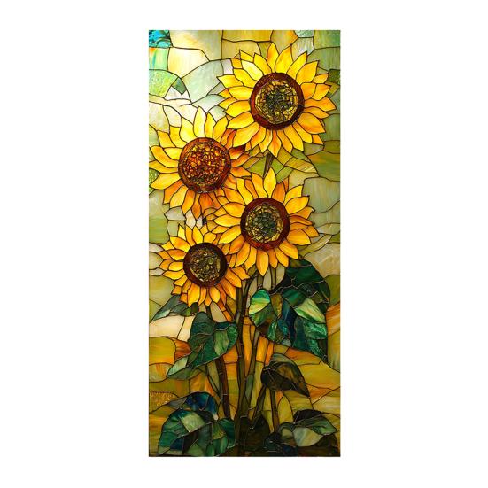 Yousheng Window Privacy Film Stained Glass Floral Static Window Cling Decorative UV Blocking Heat Control Glass Sticker for Glass Doors