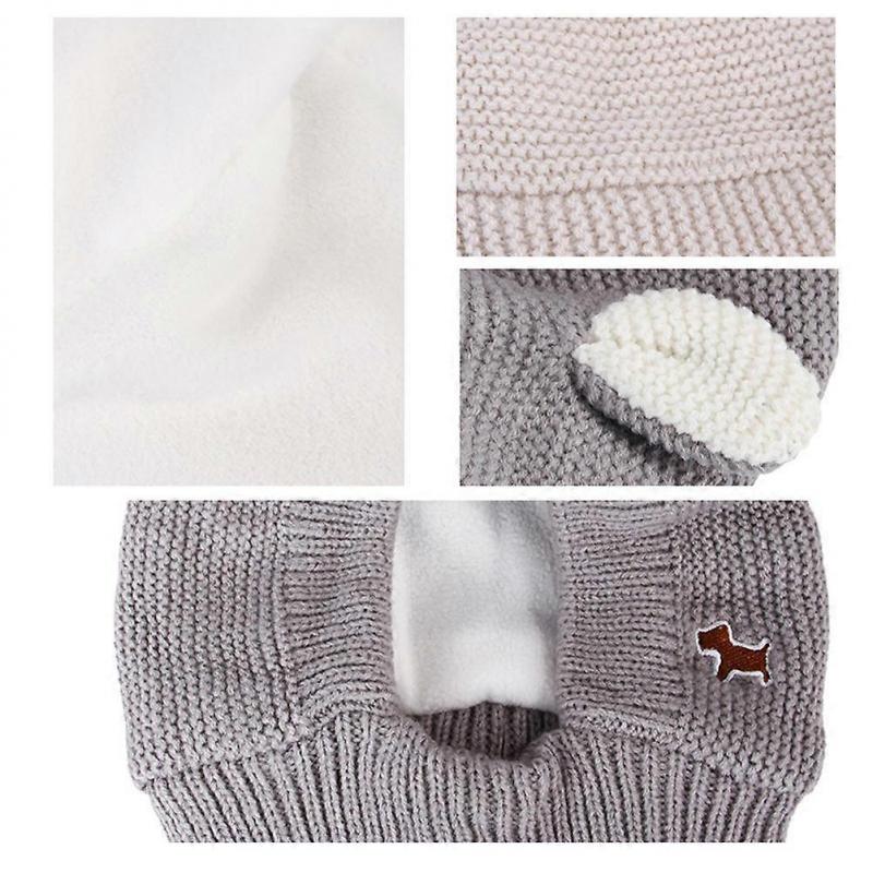 Pet Hat Rabbit Ears Wind-Proof Knitted Hat for 2Pcs Grey Puppy Headgear