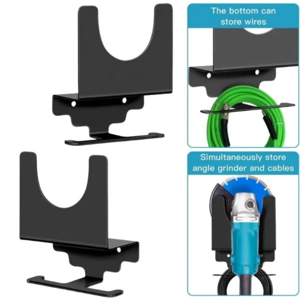 2 Bay Angle Grinder Holder Multipurpose Wall Mounted Angle Grinder Rack Frame Tool Cord Hanger Storage Rack For Polishers