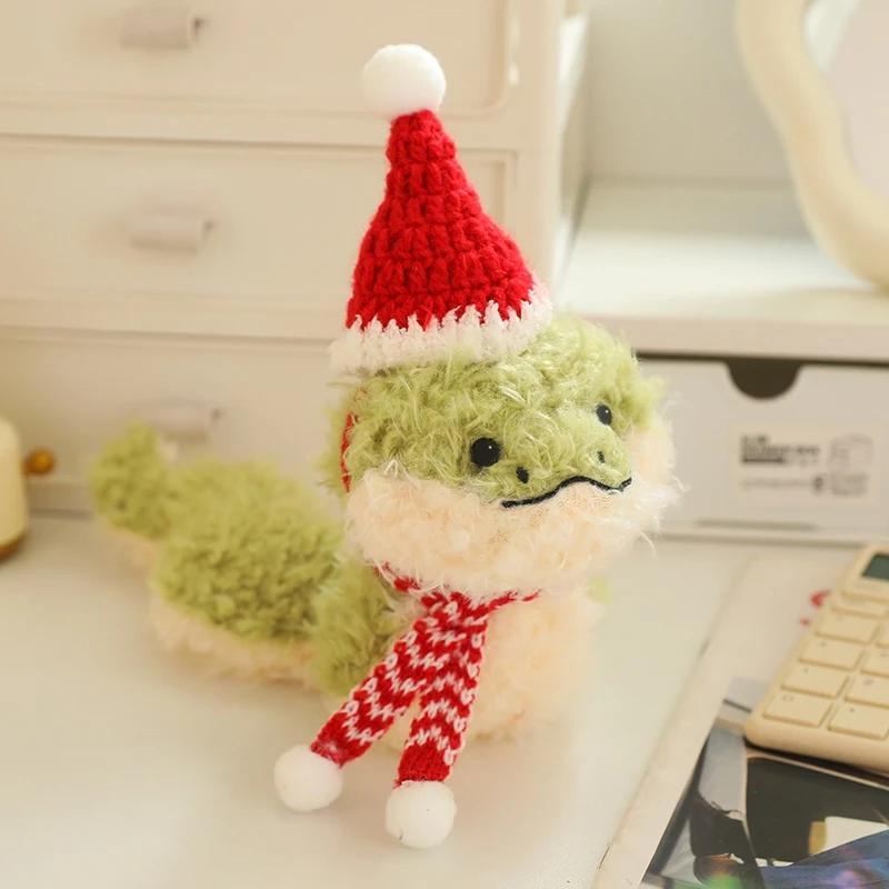 Super Cute Snake Wear Christmas Hat Scarf Plush Dolls Soft Stuffed Pillow Home Decor Birthday Christmas Gifts For Girls Kids