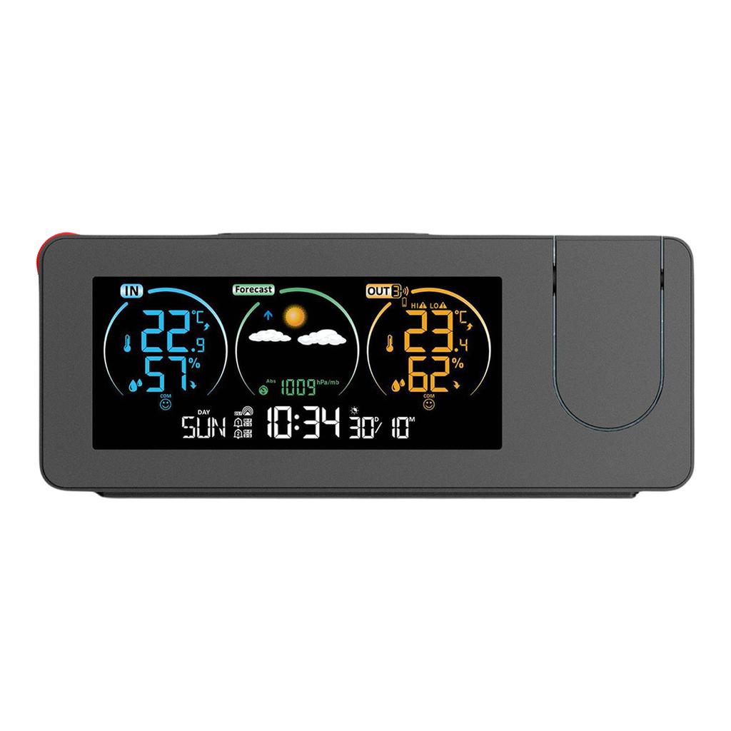 Modern Projection Digital Alarm Clock with Temperature and Humidity Display Remote Sensors for Students and Professional