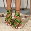 Summer New Large Size Flat Women's Sandals Casual Flower Decorative Cover Toe Women's Sandals Sandals