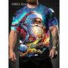 Christmas 3D Santa Claus Print T Shirt for Men Casual Short Sleeve Tee Shirts Fashion O-Neck Top New Year Gift Oversized T-Shirt