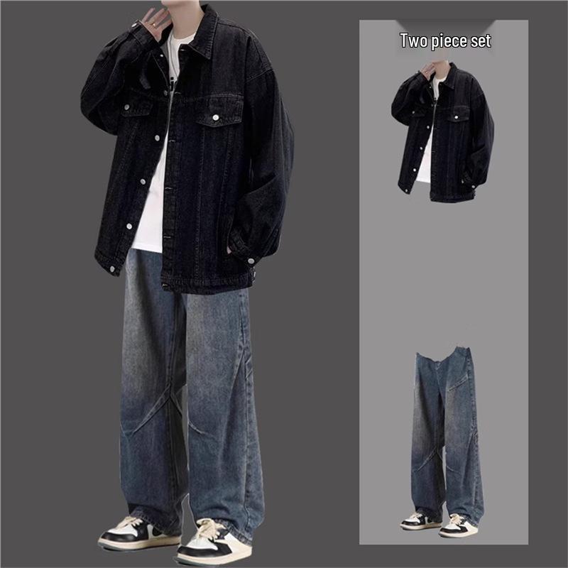 Men's Retro Denim Jacket - Trendy Spring & Autumn Casual Workwear Set for Teens