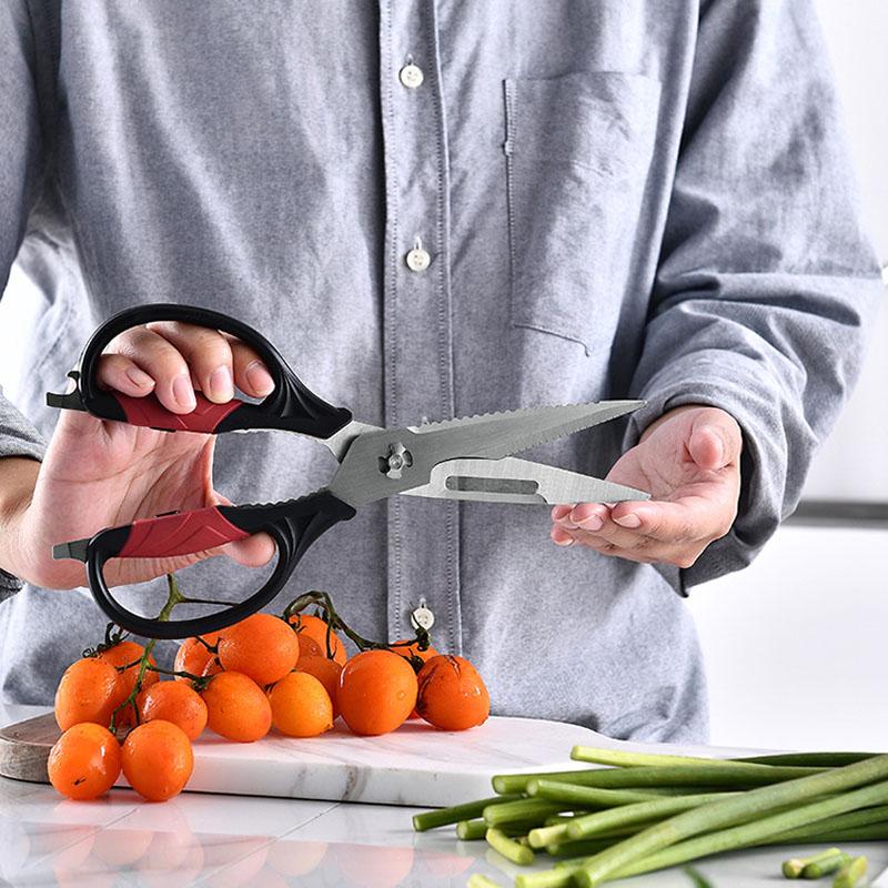 Multifunctional Household Kitchen Bone Scissors Stainless Steel Separable Power Shear With Paring Knife Bottle Can Opener