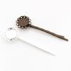 12mm 10pcs High Quality Bronze and Silver Plated Copper Material Hairpin Hair Clips Hairpin Base Setting Cabochon Cameo