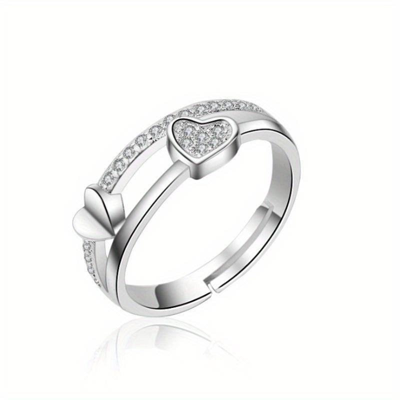 1Pc Fashionable and Fashionable Heart-shaped Inlaid Synthetic Zircon Movable Mouth Ring Multi-functional Ring