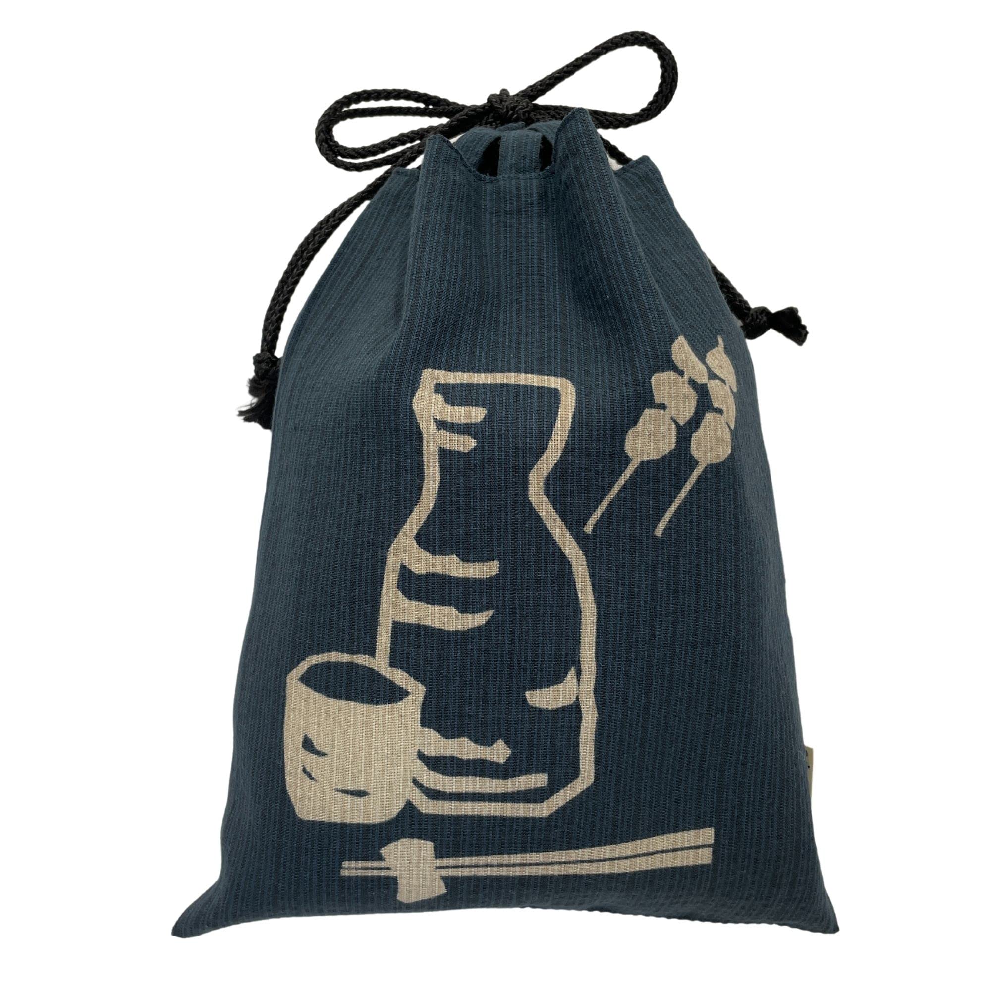 Эдотен Сингэн Хлопковая Сумка-Госюинтё с Кулиской и Рисунком Сидзира Discharge-Dyed 100 Ткань Синяя 055 Печать храма 4650₽