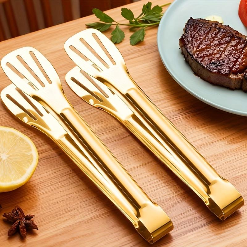 Stainless Steel Clamps 7-Inch Self-Serve Tongs Suitable For Buffet, Salad, Appetizer, Grill Tongs, Cooking Steak, Bread And Cake Set