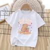Capybara Child Short Sleeve Tshirt Girls Cartoon Capybara Letters AZ Cotton Tops Kawaii Summer Casual Tees Kids Birthday Gifts