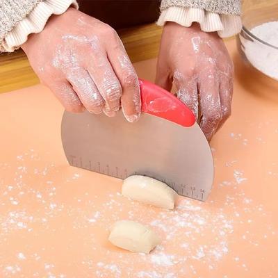 Stainless Steel Pastry Cutter Flour Pastry Scraper Chopper Scale Dough Pizza Cutter Comfortable Handle Kitchen Baking Tools