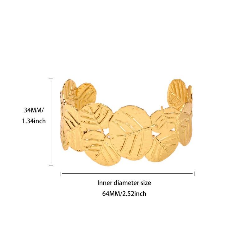 Personality Exaggerated Wide Version Feather Flower Opening Bracelet Women's Metal Wind Niche Versatile Light Luxury Jewelry