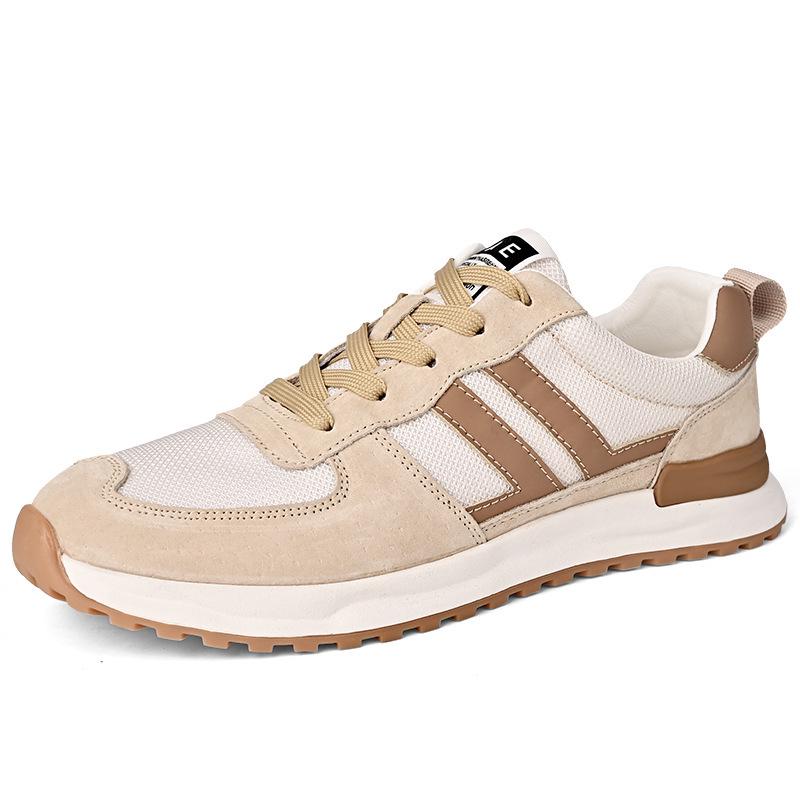 Agan Spring 2024 Men s Breathable Mesh & Genuine Leather Retro Non-slip Casual Dad Shoes Size 44