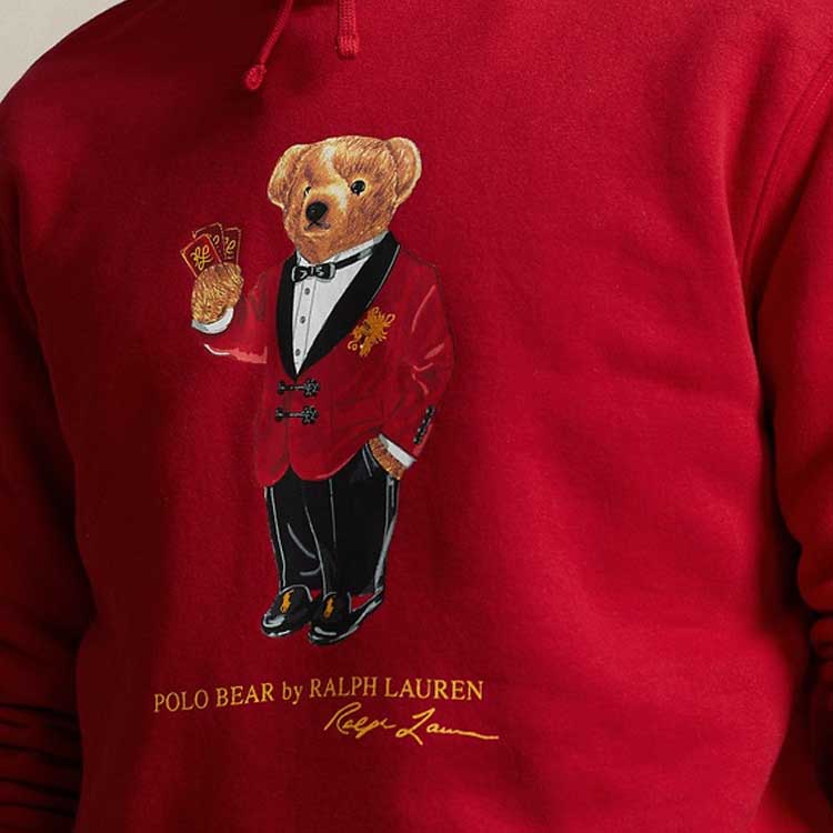 Polo Ralph Lauren SS24 Letter Bear Print Casual Hoodie Men hoodies Red MNPOKNI16823377-600