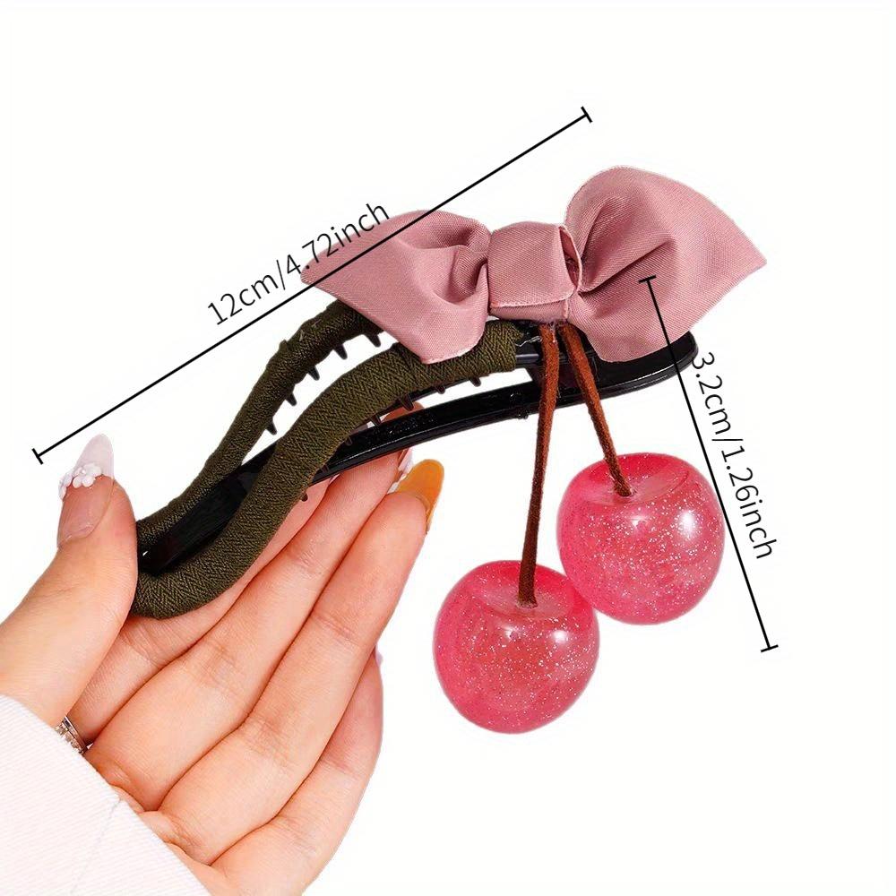 1pc Elegant Cherry Duckbill Clips, Hairpins, Premium Ponytail Clips, Hair Clips, And Hair Additions