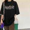 Summer New Loose Round Neck Personalized Letter Printing Thickened Polished Medium and Long Sleeve T-shirt Top Women