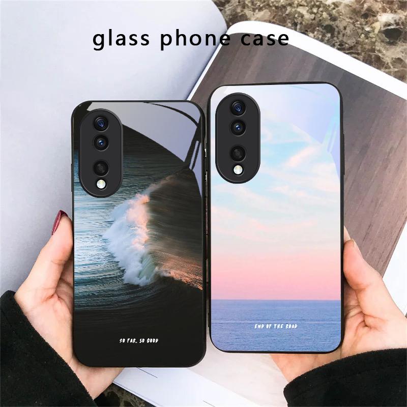 Dark Colored Seawater For Honor X5 Plus X30 X9c Smart X5b X9a X30 Max X50i 30 Pro 50 Pro 70 90 Smart 200 Lite Glass Phone Case