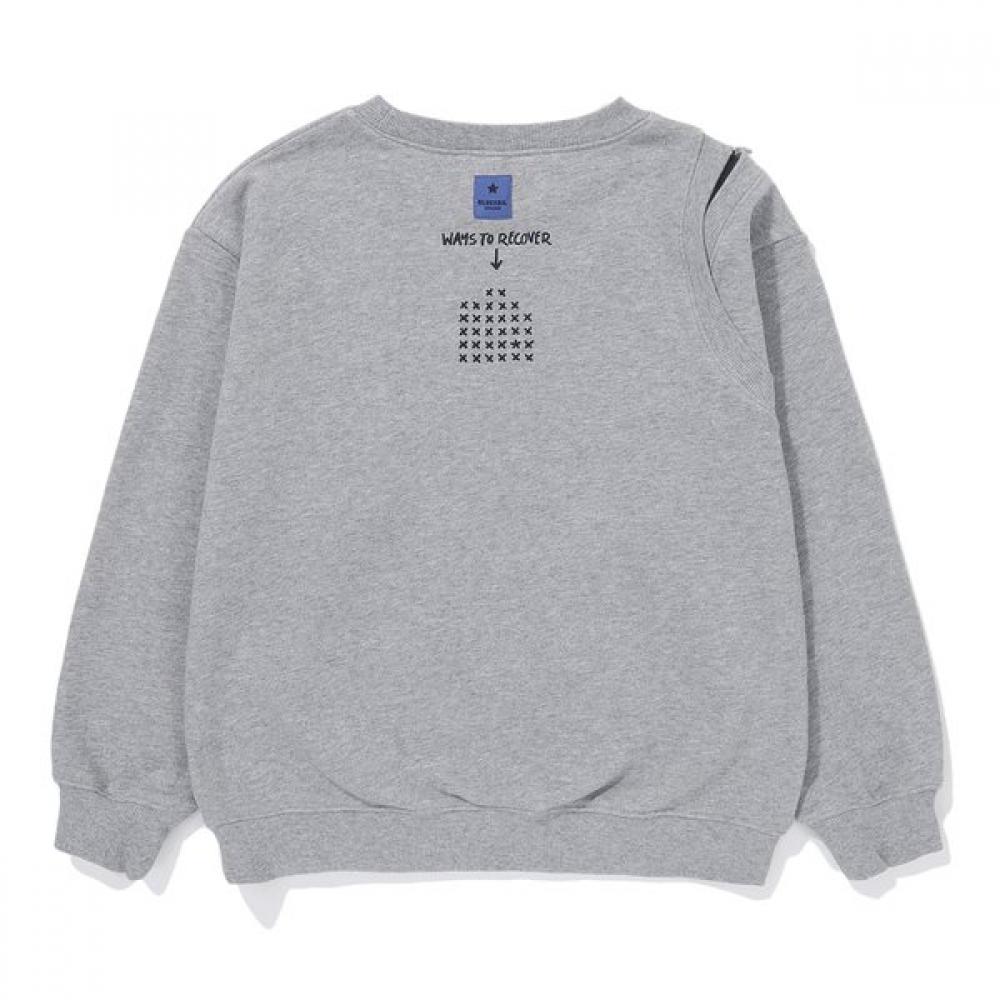 Bluetail Melange Gray Shoulder Slit Sweatshirt Aaa2ts08mg