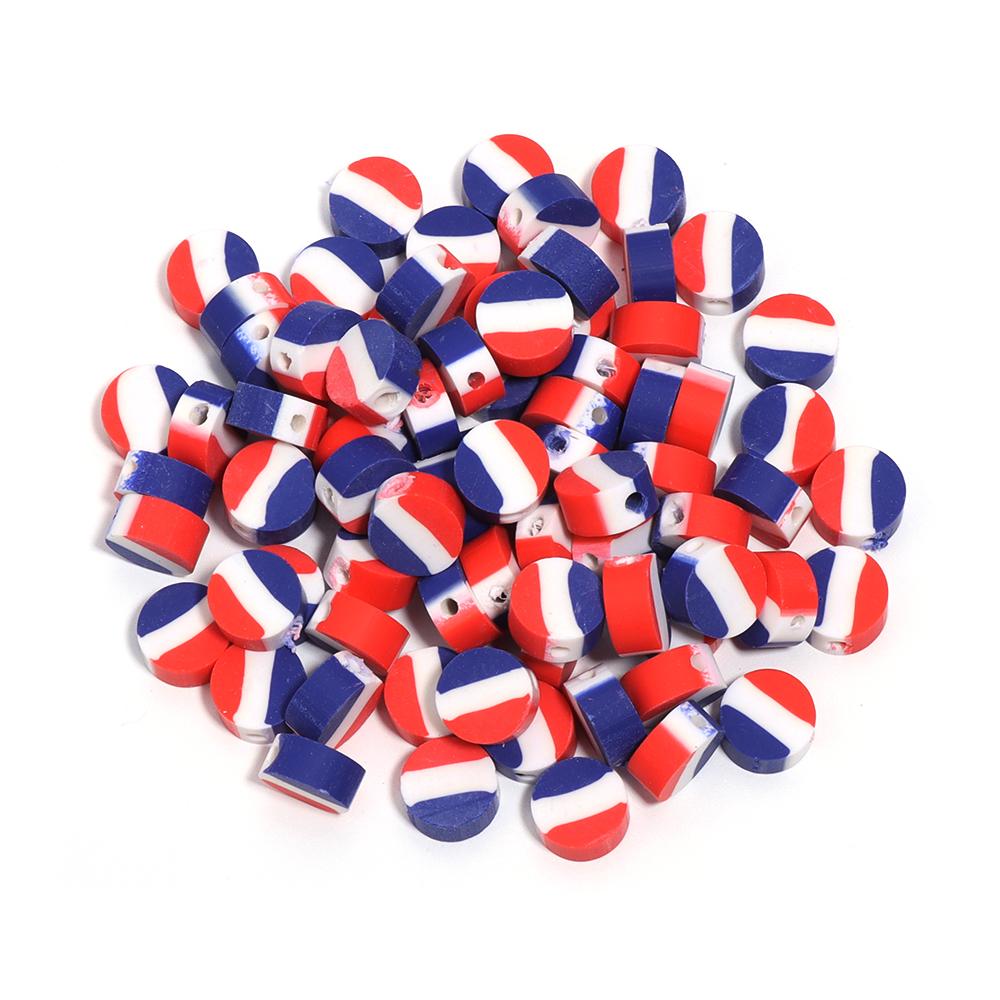 50 Stück 9 mm Polymer Clay Flache Runde Perlen Nationalflagge Lose Abstandshalter Perlen Für DIY Handgemachte Armbänder Ohrringe Herstellung Zubehör