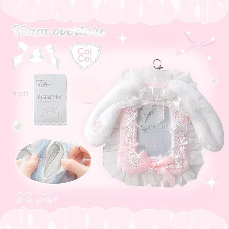 

Милый эстетичный пушистый кружевной держатель для карт, плюшевый бархатный протектор для карт, чехол для демонстрации маленьких карточек, милый брелок для сумки с цепочкой для ключей