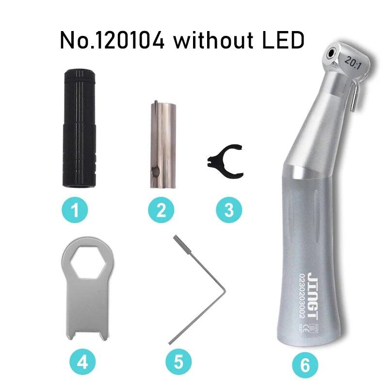 

ДЖИНГТ Дентал 20:1 наконечник для стоматологической терапии серии угловых имплантатов. Дополнительный наконечник: обычный/светодиодный/волоконно-оптический редукционный наконечник. 120104 without LED