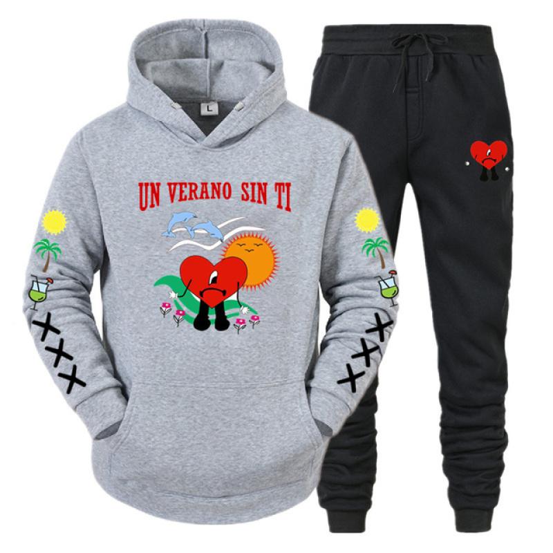 Hoodie Set Bad Bunny UN VERANO SIN TI Print Sweatshirt Men Women Unisex Oversized Fashion Casual Long Sleeve Pants Suit Clothes