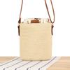 2025 Women Fashion Leisure Handmade Woven Handbags Wooden Beads Handle Bucket Bag Lady Trendy Shoulder Beach Bags