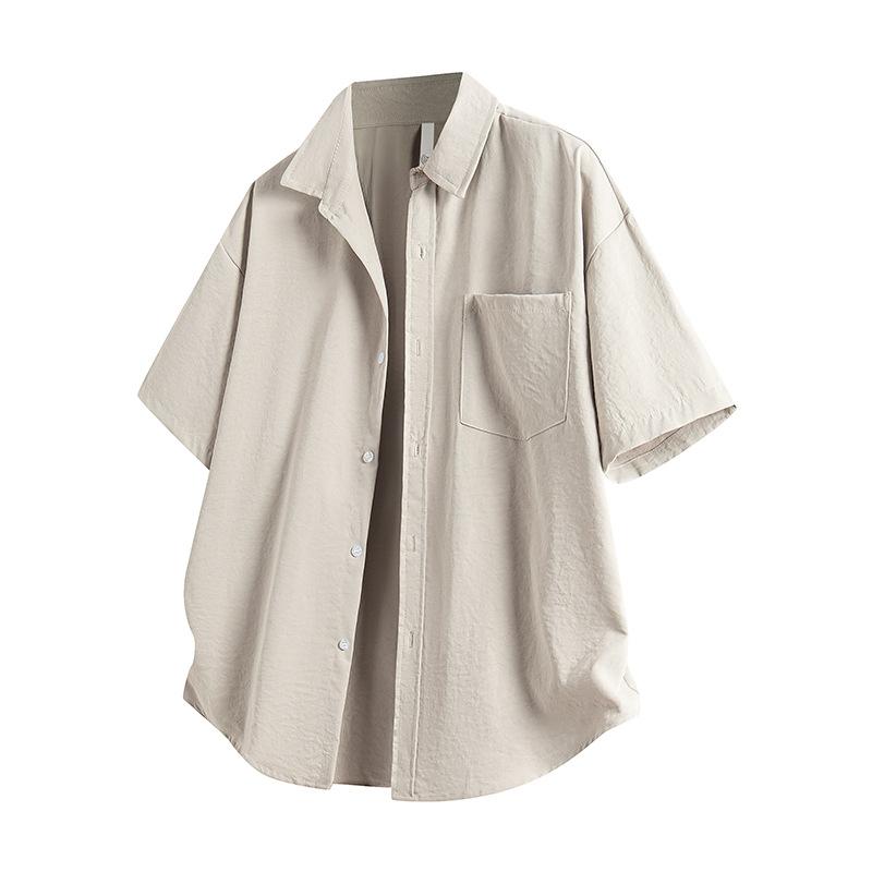 Short Sleeved Shirt Men's Summer Ice Silk Shirt Jacket Men's Summer Casual Workwear Short Sleeved Shirt