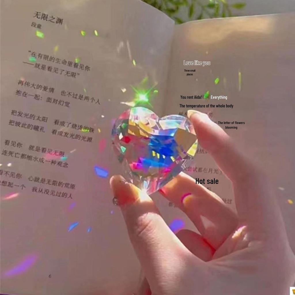 Colorful Love Crystal Sun Catcher Prism Ornament - Car or Living Room Decoration, Perfect Gift for Girlfriend