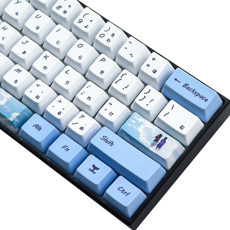 Gaming Custom Keycaps Dye Sublimation PBT Keycap Set for GH60 GK61 GK64 Mechanical Keyboard 73 Keys Durable