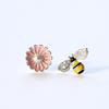 925 Silver Flower Bees Stud Earrings for Women Gift Hypoallergenic -silver-jewelry Prevent Allergy