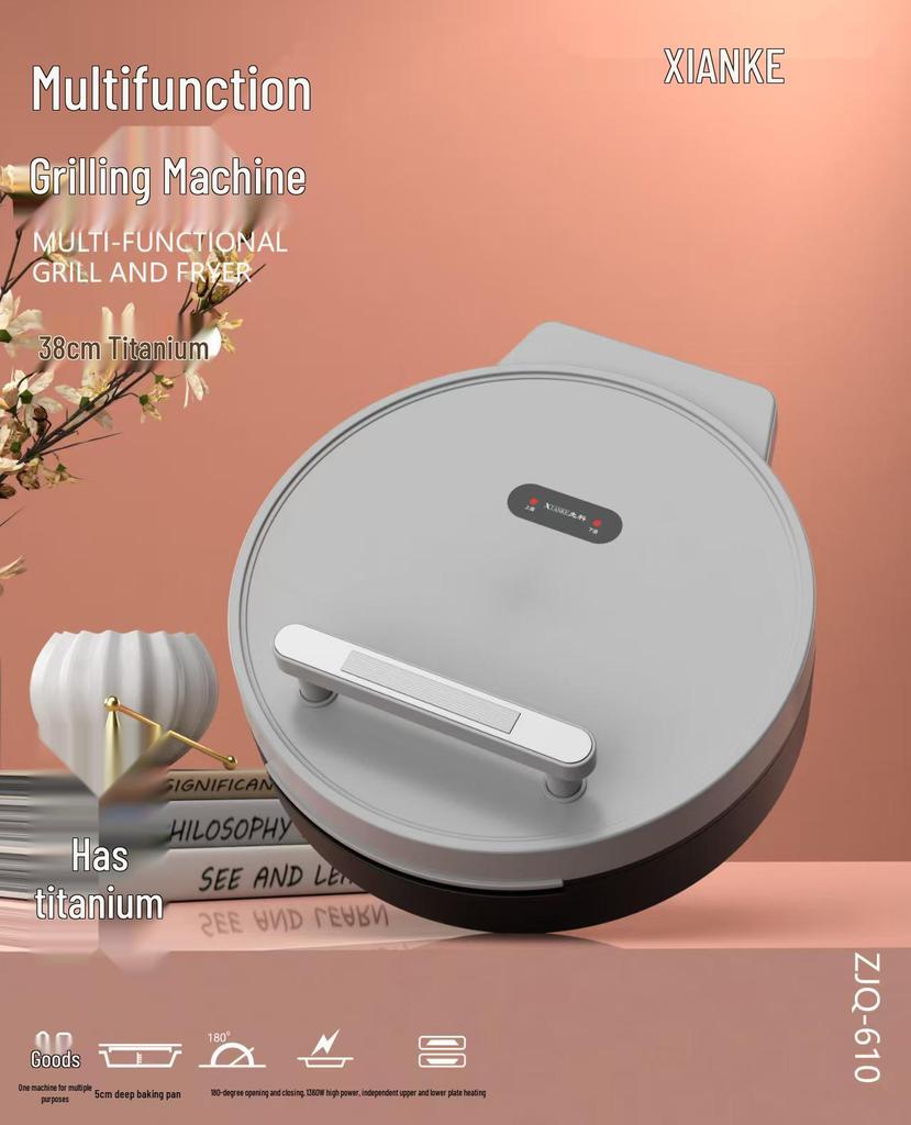 Xianke Multifunctional Electric Cake Maker & Grill with Non-stick Double-sided Heating Titanium Alloy Plates