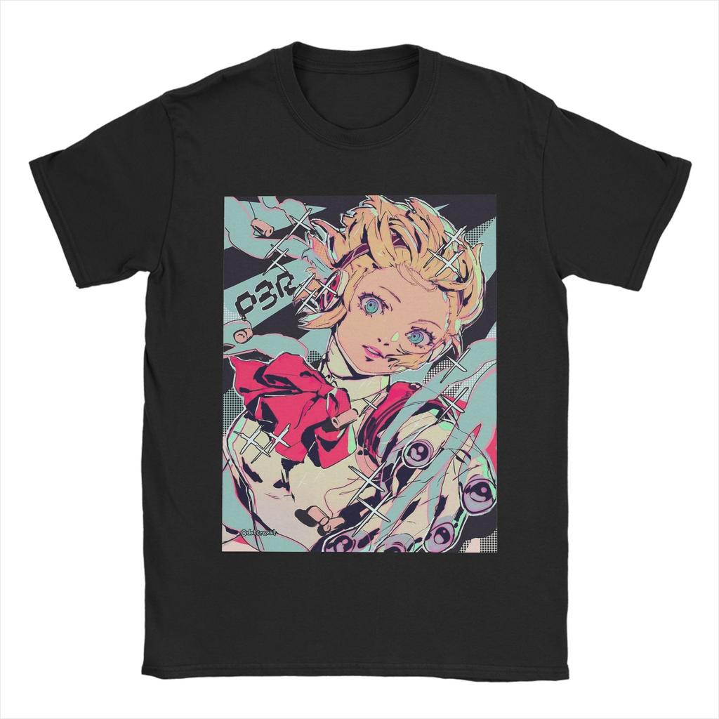 Aigis P3R TShirts for Unisex Women Personas 3 Anime Humor Cotton Tee Shirt Round Neck Short Sleeve T Shirt Plus Size Clothing