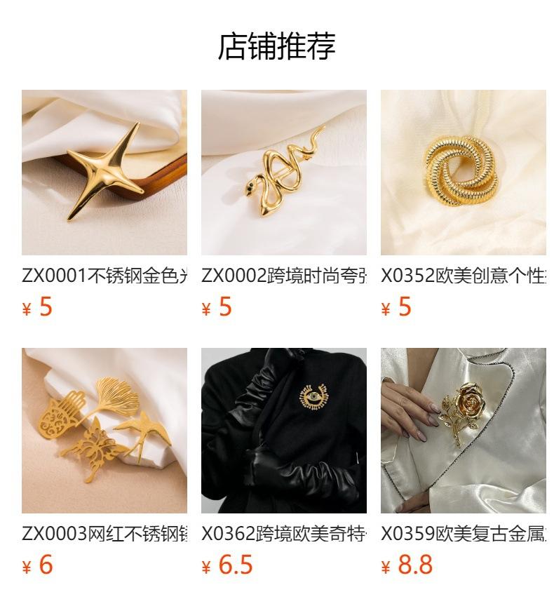 ZX0011 Summer New Conch Stainless Steel Brooch Female European and American Internet Celebrities Trend Beach Titanium Steel Accessories