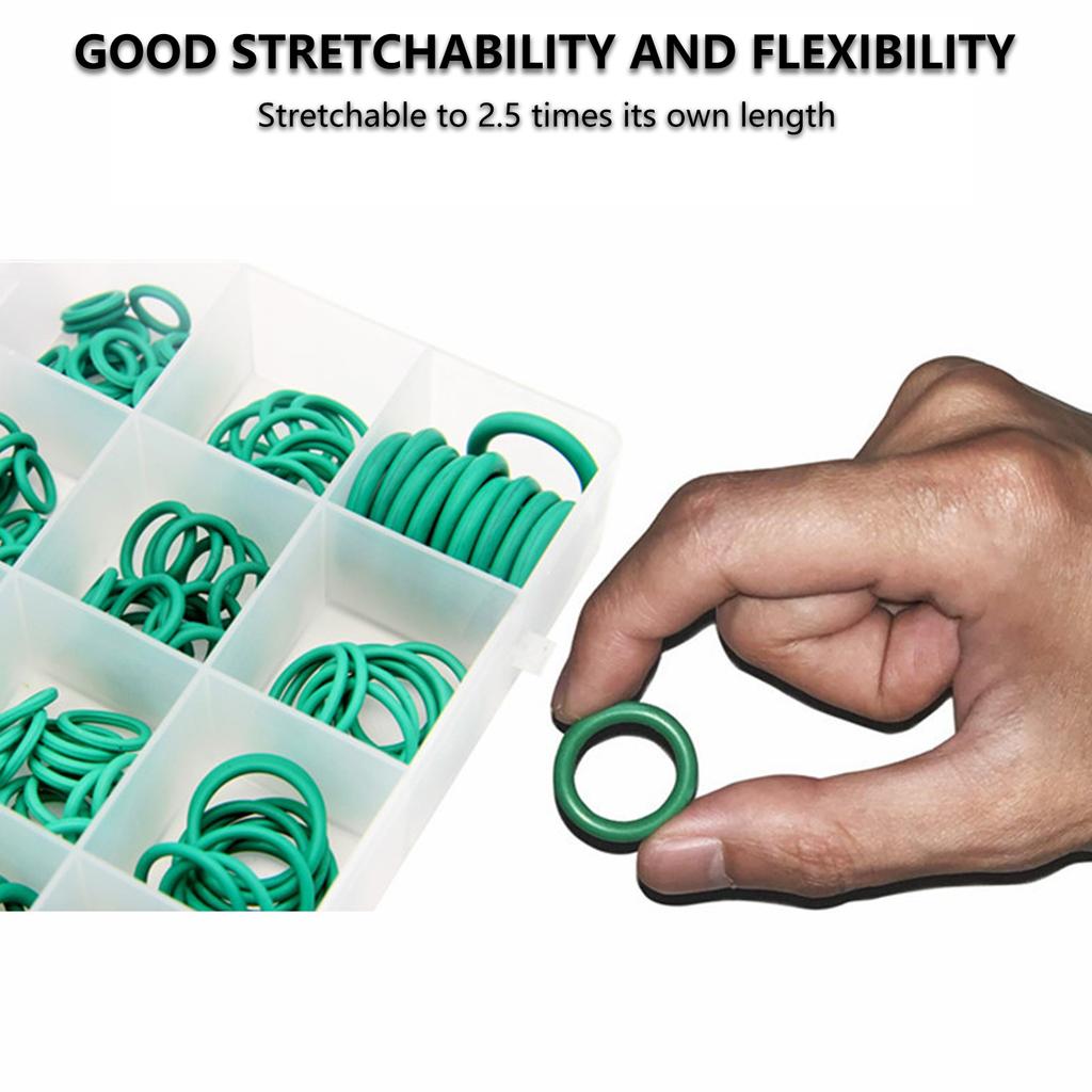 495Pcs 36 Sizes Nitrile Rubber Sealing Washer Green Rubber O Rings Gasket for Professional Plumbing Automotive
