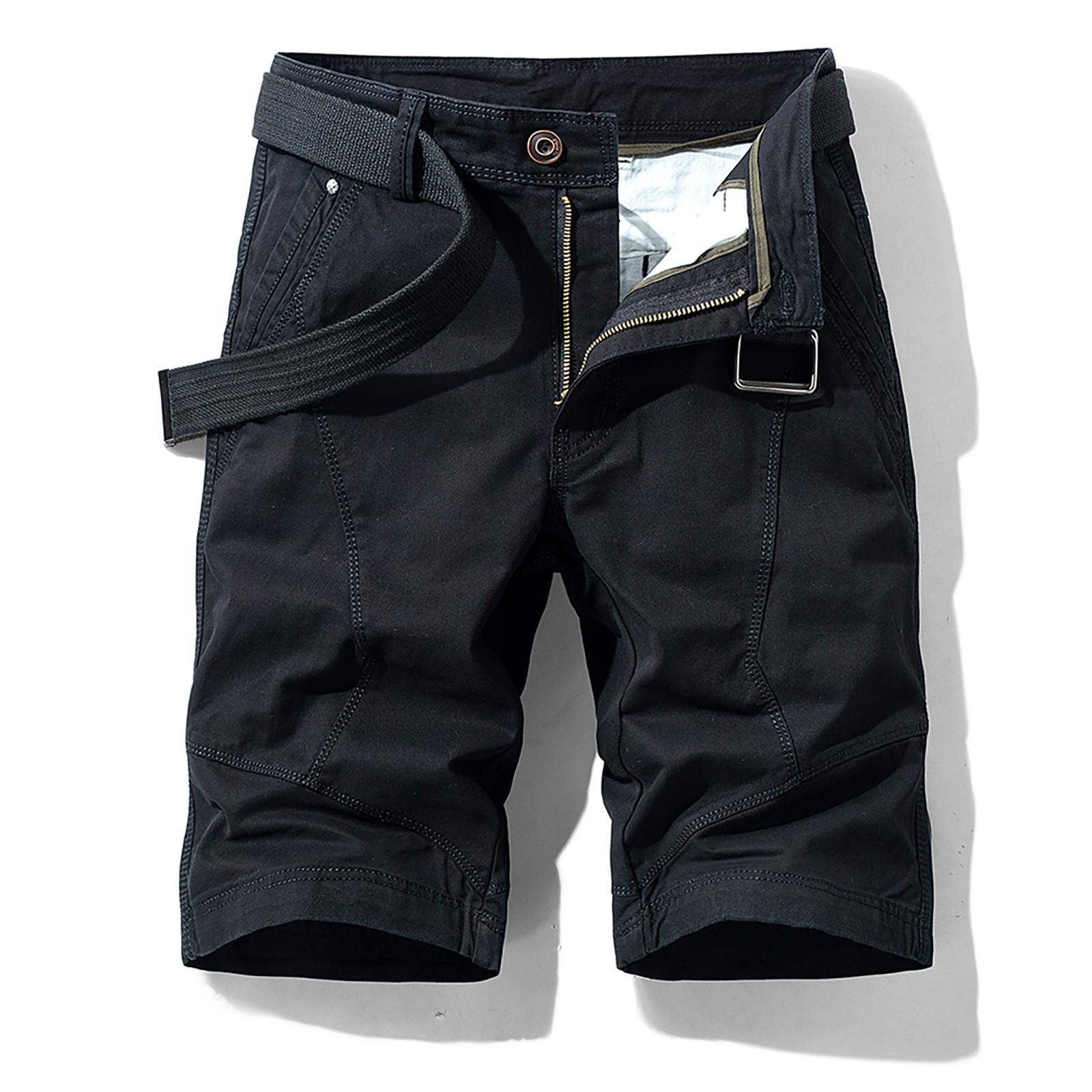 

Men s Fashion Color Pocket Pants Cotton Five-point Shorts Overalls Shorts 28 чёрный