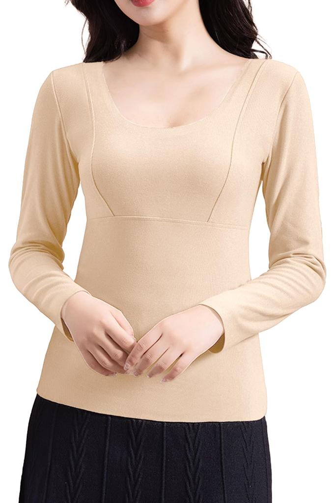 Ranmy Stage Warm Innerwear with Long Round Perfect for Fall and Size M Women's Fleece-Lined Warmth, Sleeves, Cupped, Seamless, Warm, Neck, Winter,