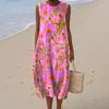 Summer European and American women's new sleeveless seaside vacation D printing dress