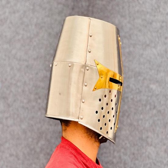 Casca Medievală Templier Cruce Cască Design Războinic Cruciat pentru Costum Halloween Complet Purtabilă sau Afișare Cel Mai Bun Cadou