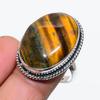 Tiger Eye Gemstone Handmade 925 Sterling Silver Jewelry Ring Size 8.5 SU-10357