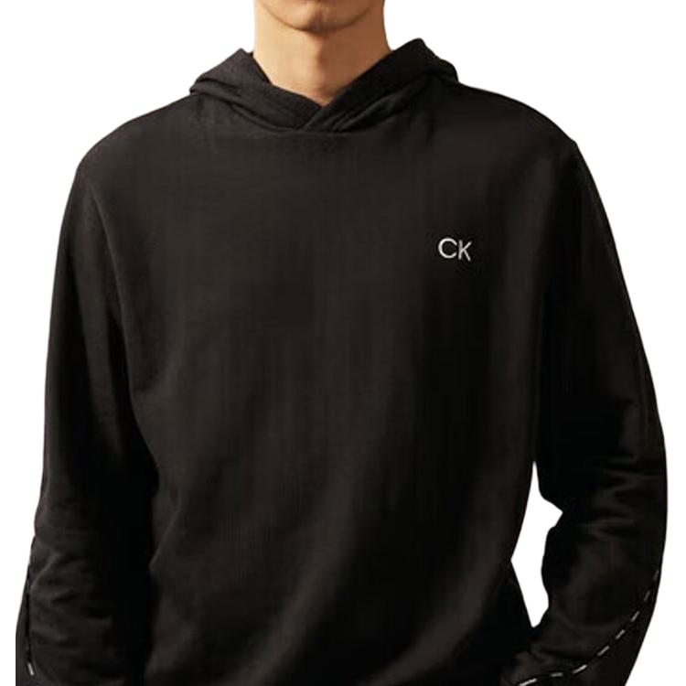 Calvin Klein Letter Logo Hooded Long Sleeve Sweatshirt Men Sweatshirt Black 40QC404-BAE