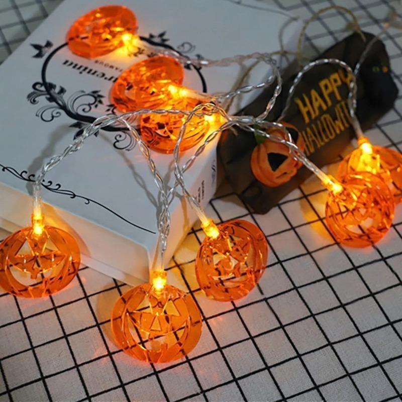 Halloween LED Light String Horror Eyeballs Pumpkin Spider Bat Skull Lamp 1.5m 10LED Trick Or Treat Happy Halloween Party Decor