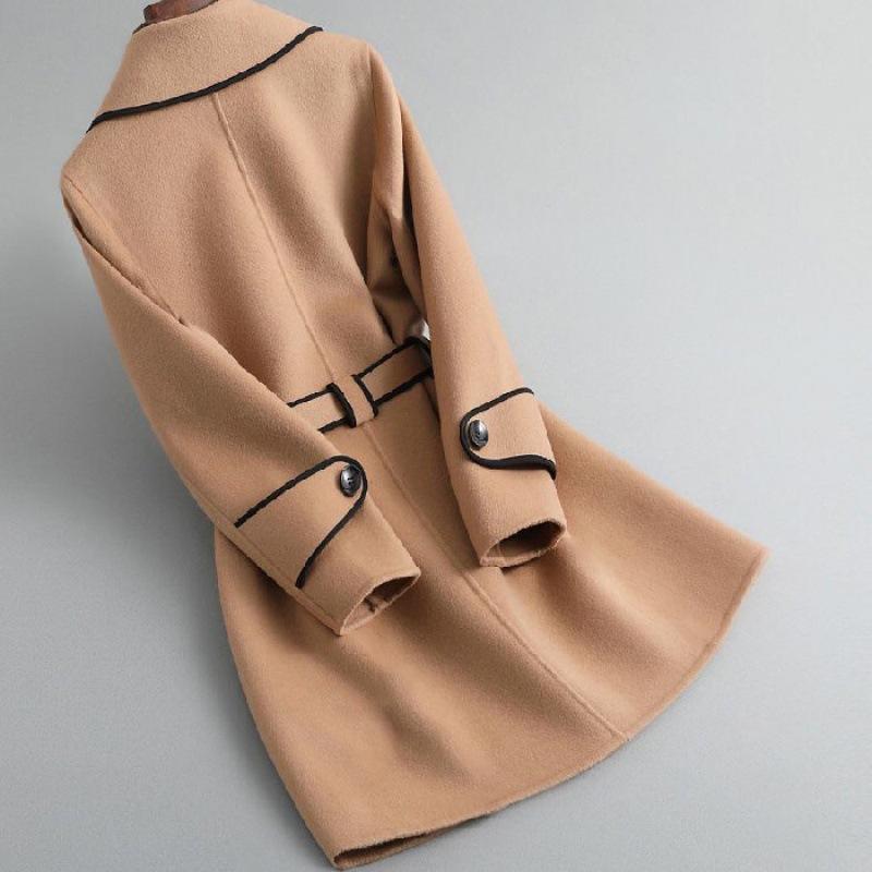 Woolen Coat for Women, Fashionable Autumn and Winter Clothing for Small People, New Year's Style, Slimming, Mid-length Woolen Coat