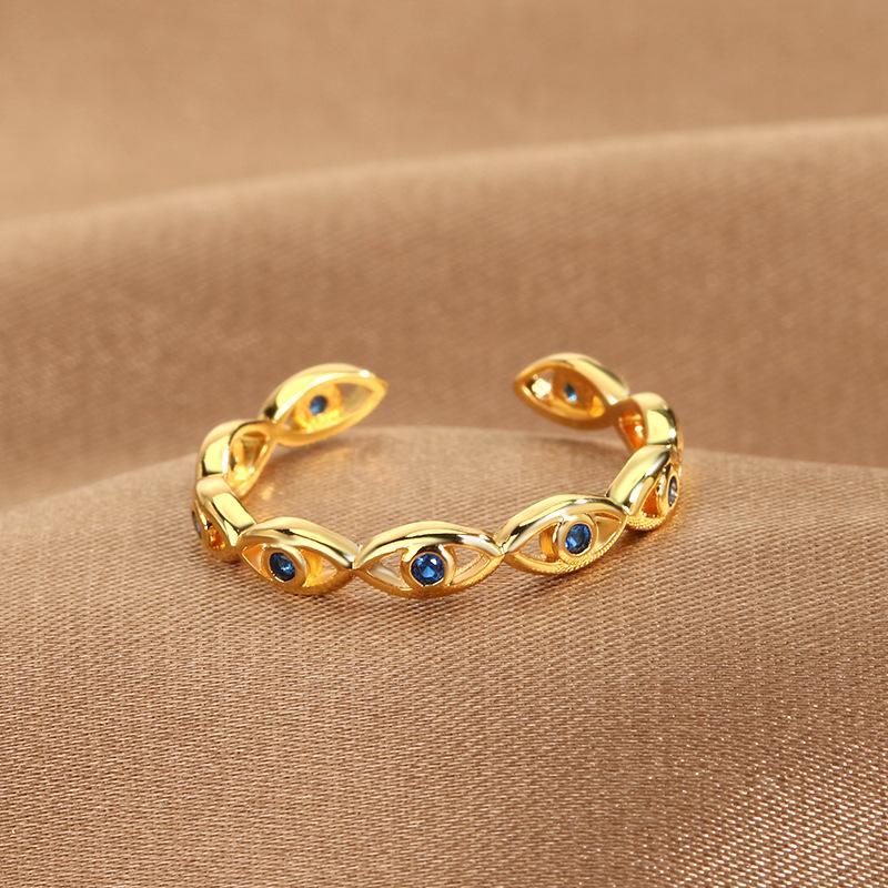 YILUOCD Blauwe Zirkoon Duivelsogen Open Verstelbare Ringen Geluk Turkse Boze Oog Vingerringen Voor Vrouwen Trouwring Sieraden