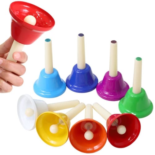 UPstore Music Bells, Hand Bells, Colored Hand Type, 8-Note Set, Beginner's, Practice, Kids' Educational Toy