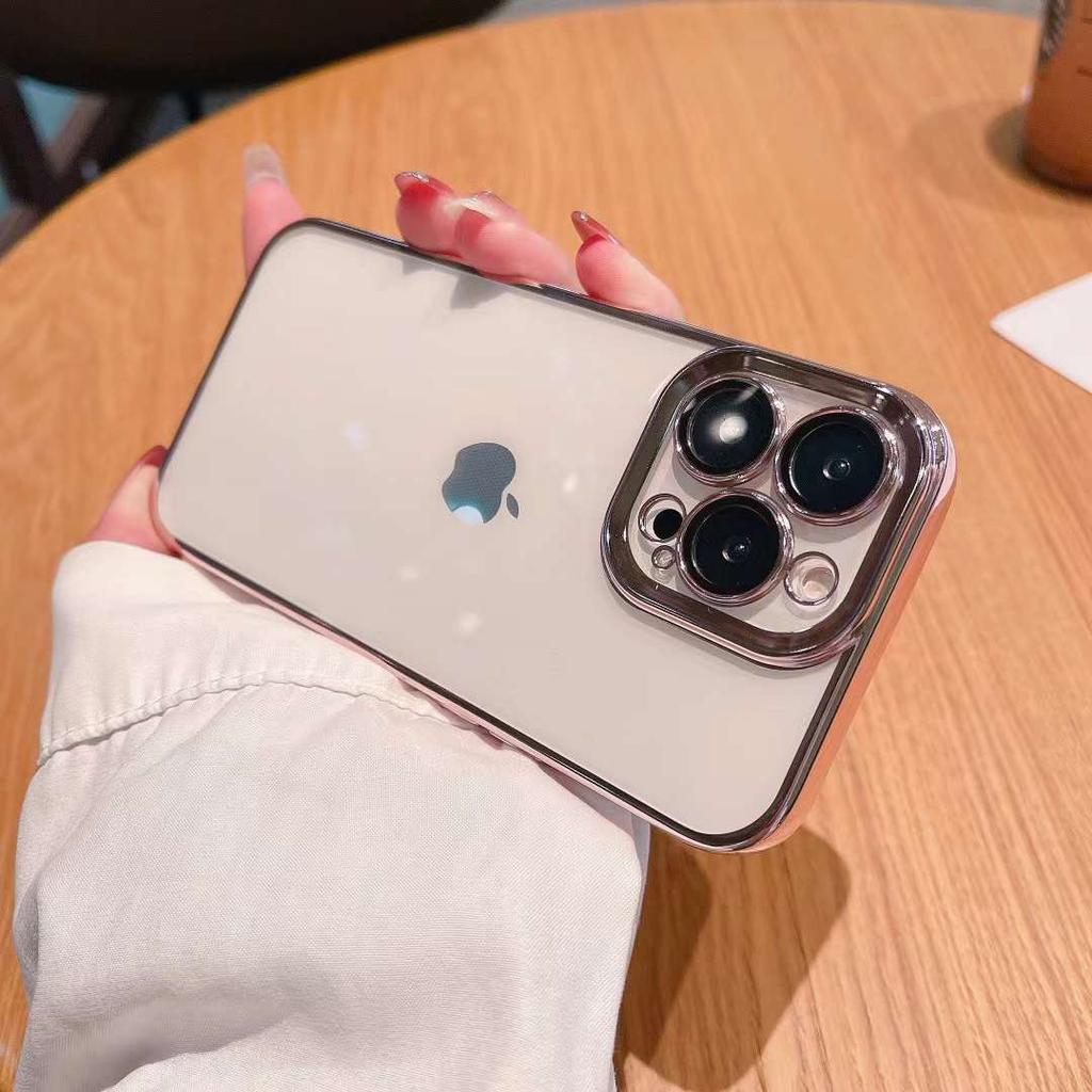 Applicable To IPhone15 with Built-in Dust-proof Net, Glass Lens Film, Phone Case, and Electroplated Transparent Soft Case of IPhone 14