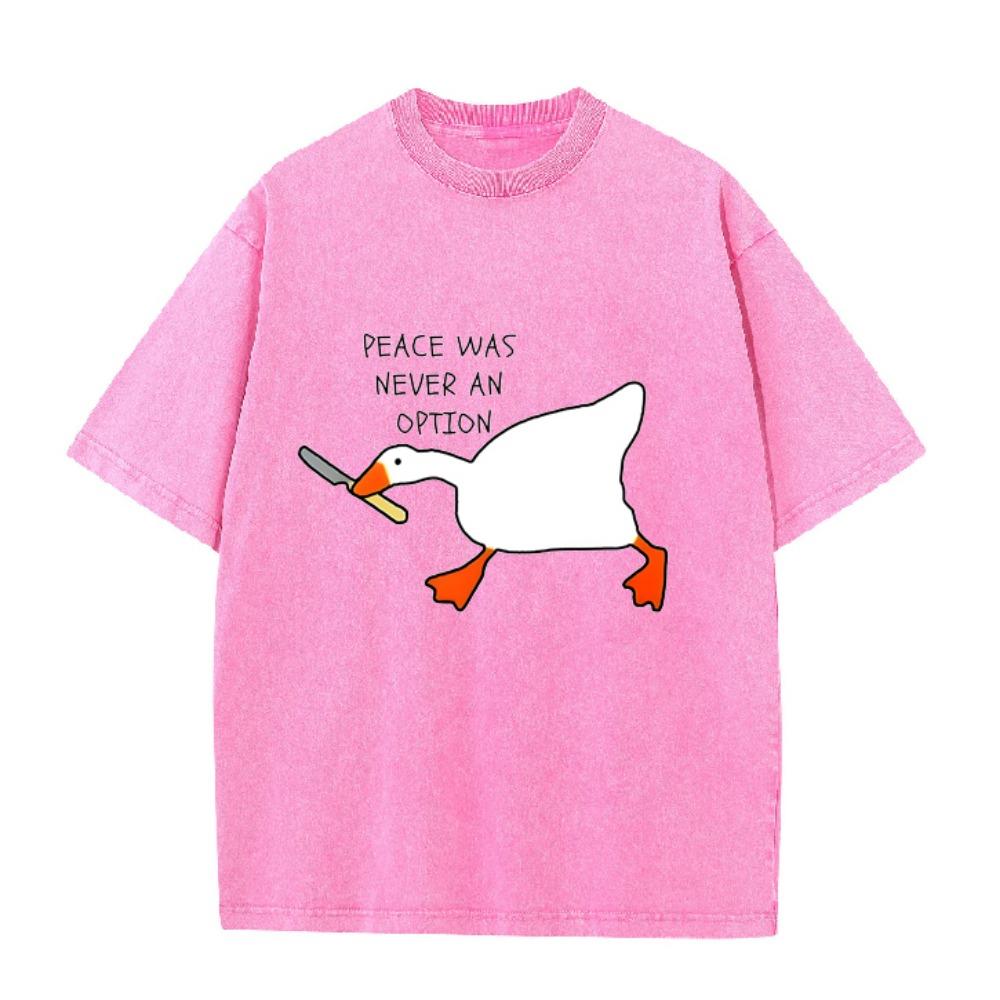 Heren Untitled Goose Game Grafisch T-shirt Peace Was Never An Option Bedrukt Korte Mouw Tee Tops voor Unisex
