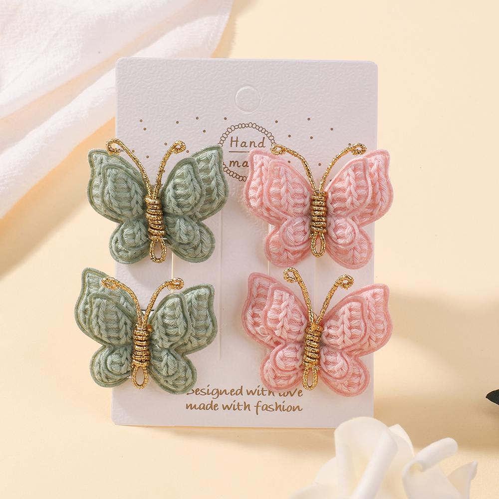 

4 шт./компл. Милые детские крючком заколки для волос в виде бабочек ручной работы, вязаные детские заколки для волос, модные детские головные уборы, аксессуары для волос