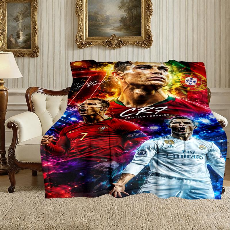 Cristiano Ronaldo Pattern Blanket, Cozy Blanket for All-Season Comfort on Sofas, Beds, Office, Car, Camping and Travel